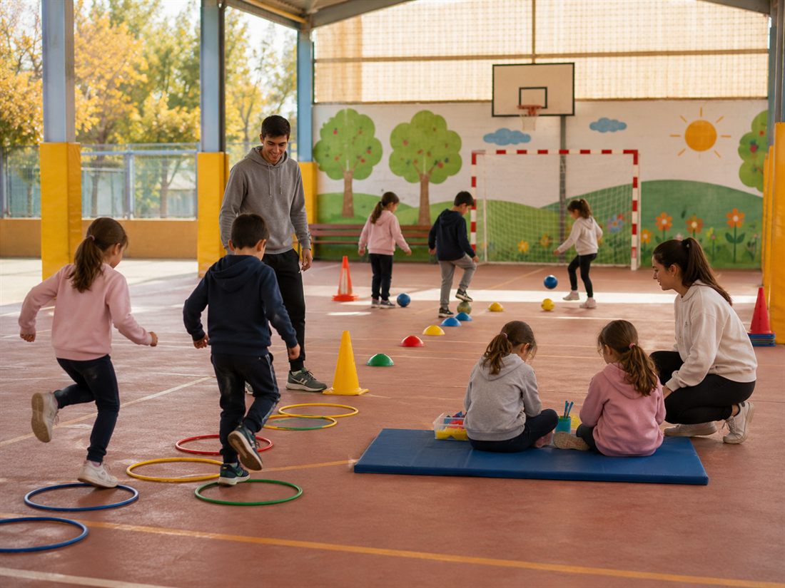 Patio de colegio durante una actividad extraescolar